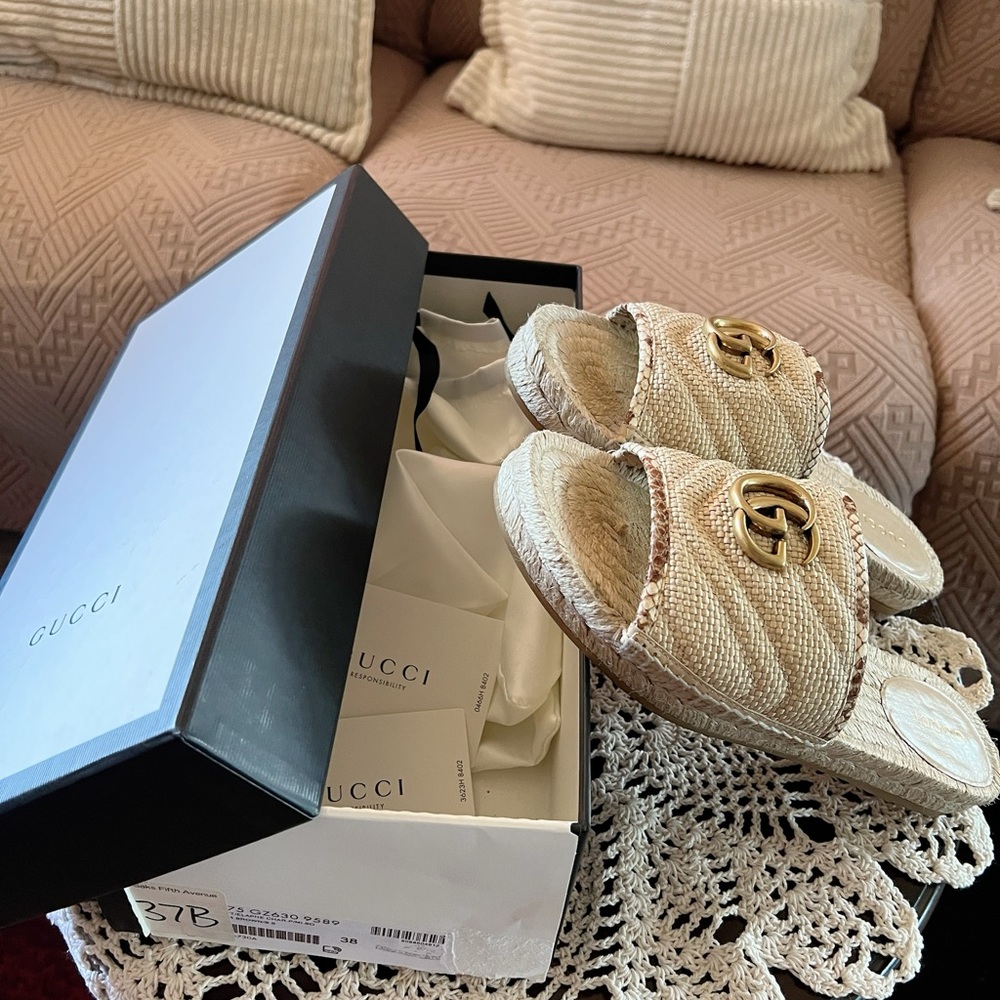 Gucci Beige Slide Sandals